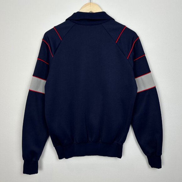 Vintage 80's Adidas Men's Navy Blue/Red Track Jacket - Size Medium - Picture 3 of 5